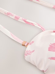 Cream/Pink Floral Shaping Tummy Control Bandeau Swimsuit - Image 7 of 8