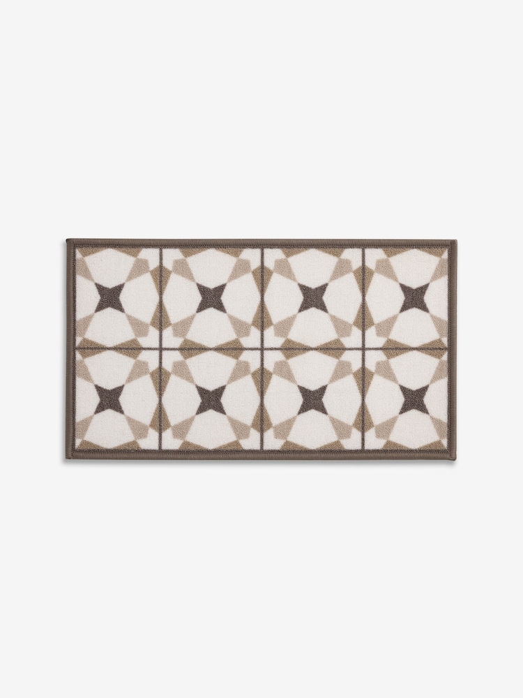 Natural Washable Geometric Tile Doormat - Image 5 of 5