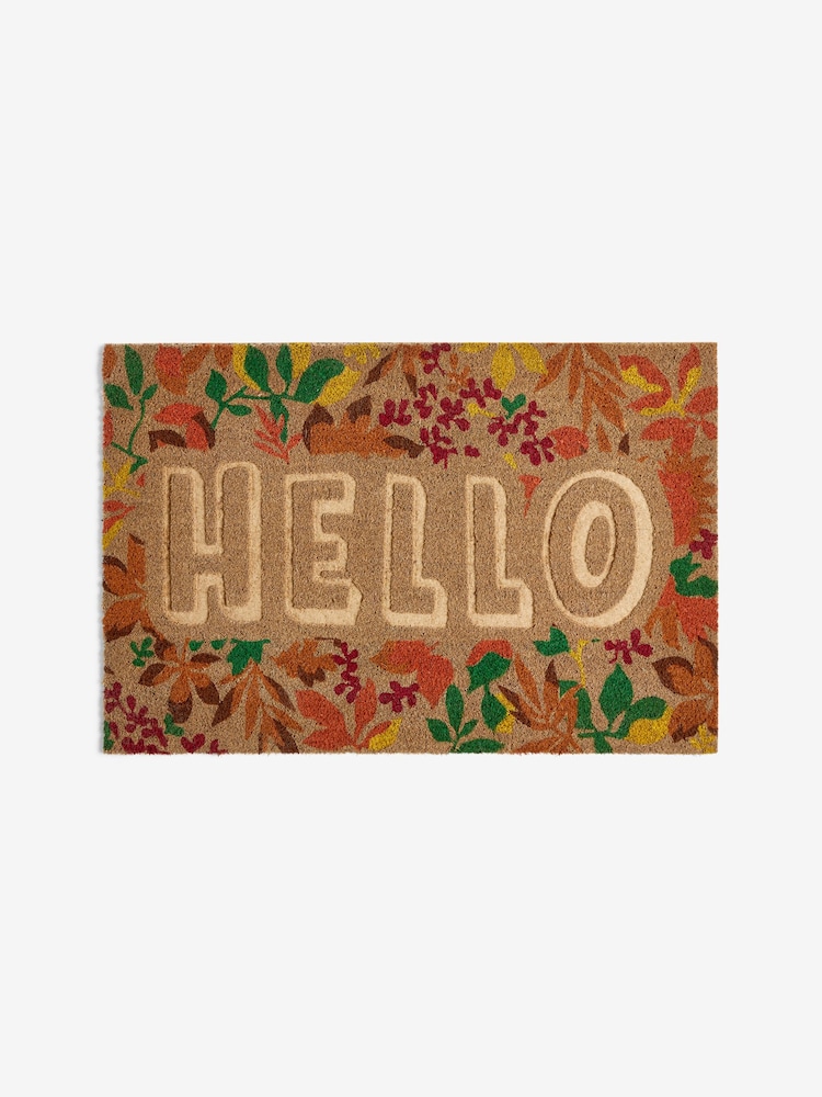 Multi Floral Embossed Hello Coir Doormat - Image 5 of 5 Multi Floral Embossed Hello Coir Doormat - Image 5 of 5