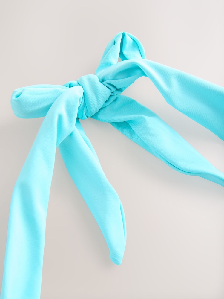 Aqua Blue Padded Shaping Wired Halter Bikini Top - Image 2 of 3