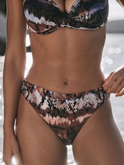 Brown/Blue Animal High Leg Bikini Bottoms - Image 1 of 7