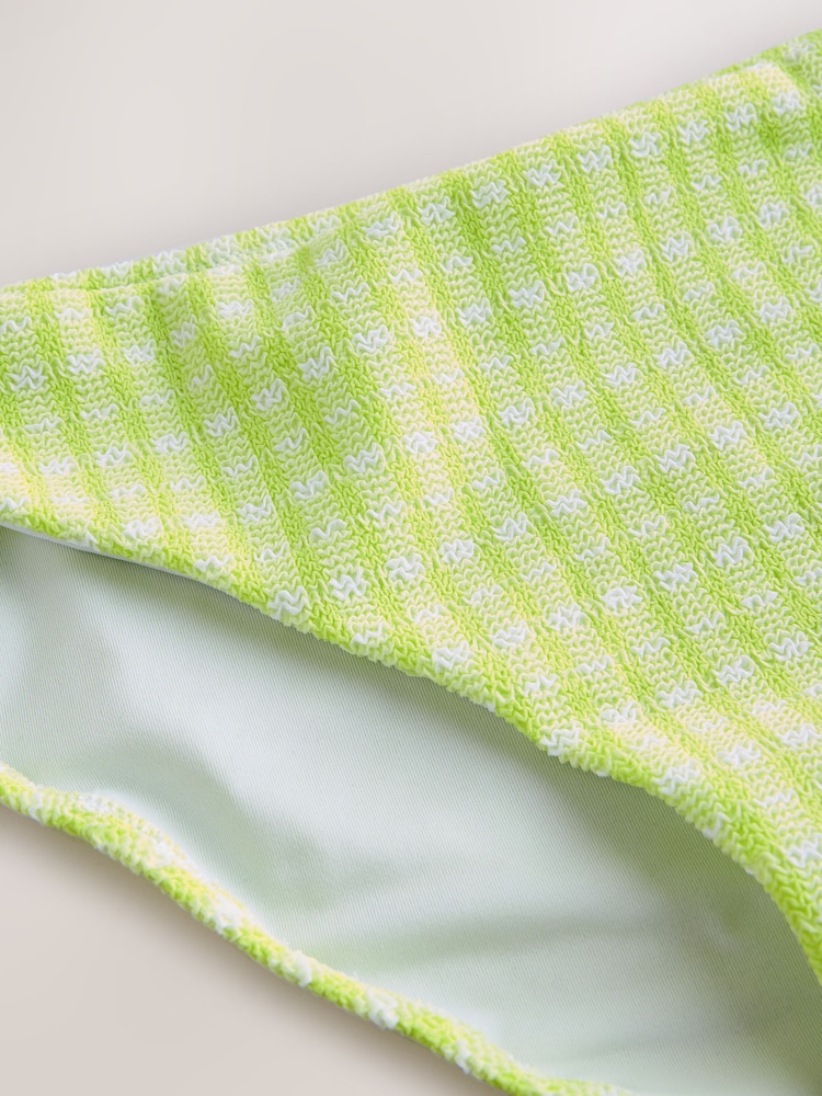 Lime Green Gingham Crinkle - Wysoko wycięte majtki bikini - Obraz 7 z 7