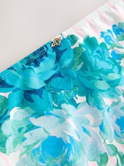 Cream/Pink Stripe Floral High Waist Print Bikini Bottoms - Image 2 of 3