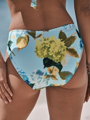 Aqua Blue/Lime Green Floral High Leg Bikini Bottoms - Image 2 of 4