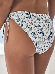 Cream/Blue Ditsy Floral Tie Side Bikini Bottoms - Image 4 of 8