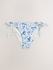 Cream/Blue Ditsy Floral Tie Side Bikini Bottoms - Image 6 of 8
