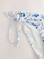 Cream/Blue Ditsy Floral Tie Side Bikini Bottoms - Image 7 of 8
