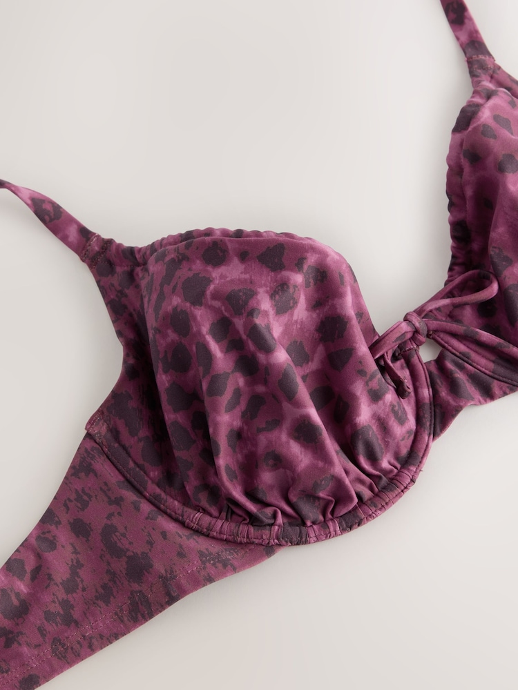 Berry/Black Leopard DD+ Wired Non Padded Bikini Top - Image 6 of 6 Berry/Black Leopard DD+ Wired Non Padded Bikini Top - Image 6 of 6