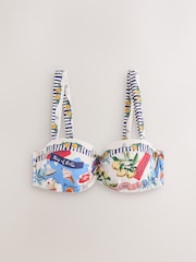 Cream/Red Map Print Wired Bandeau Bikini Top - Image 1 of 3