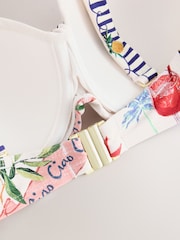 Cream/Red Map Print Wired Bandeau Bikini Top - Image 3 of 3