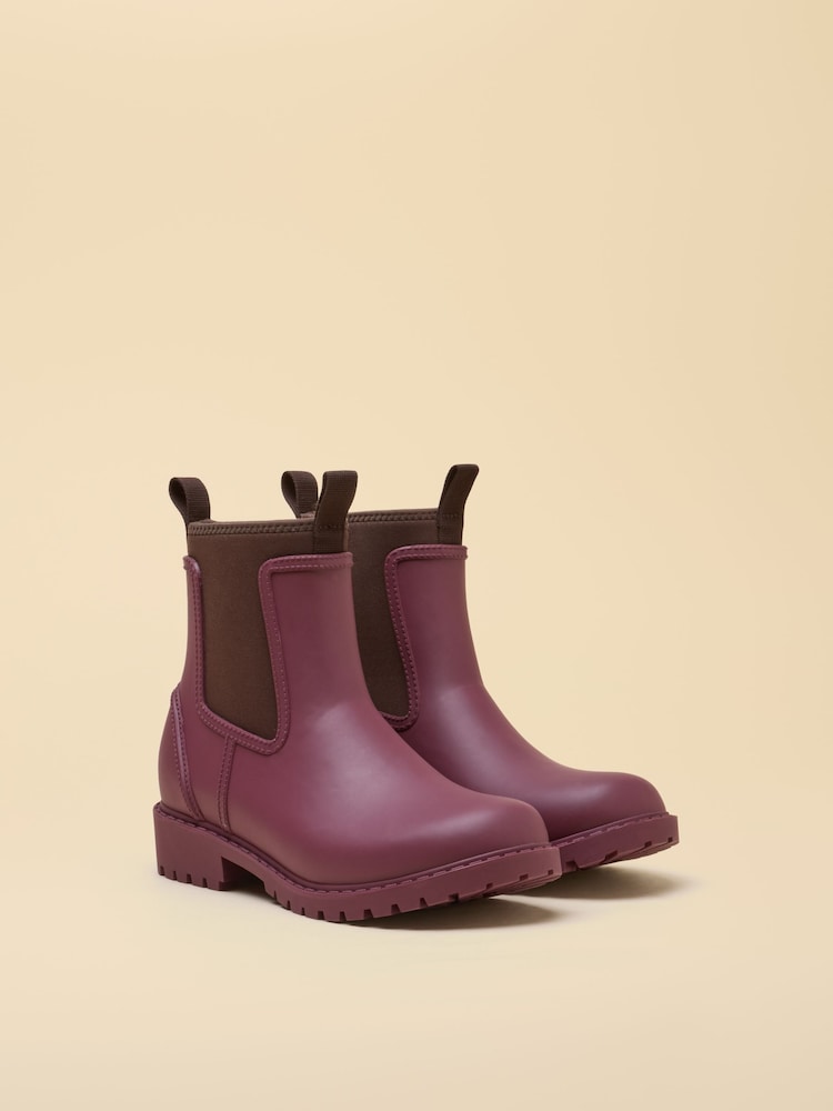Joules Oakfield Cherry & Chocolate Neoprene Lined Ankle Wellies - Image 2 of 6 Joules Oakfield Cherry & Chocolate Neoprene Lined Ankle Wellies - Image 2 of 6