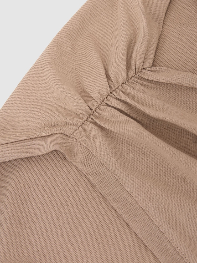 Reiss Taupe Neutral Renee Cotton Gathered-Detail V-Neck Vest - Image 6 of 6 Reiss Taupe Neutral Renee Cotton Gathered-Detail V-Neck Vest - Image 6 of 6