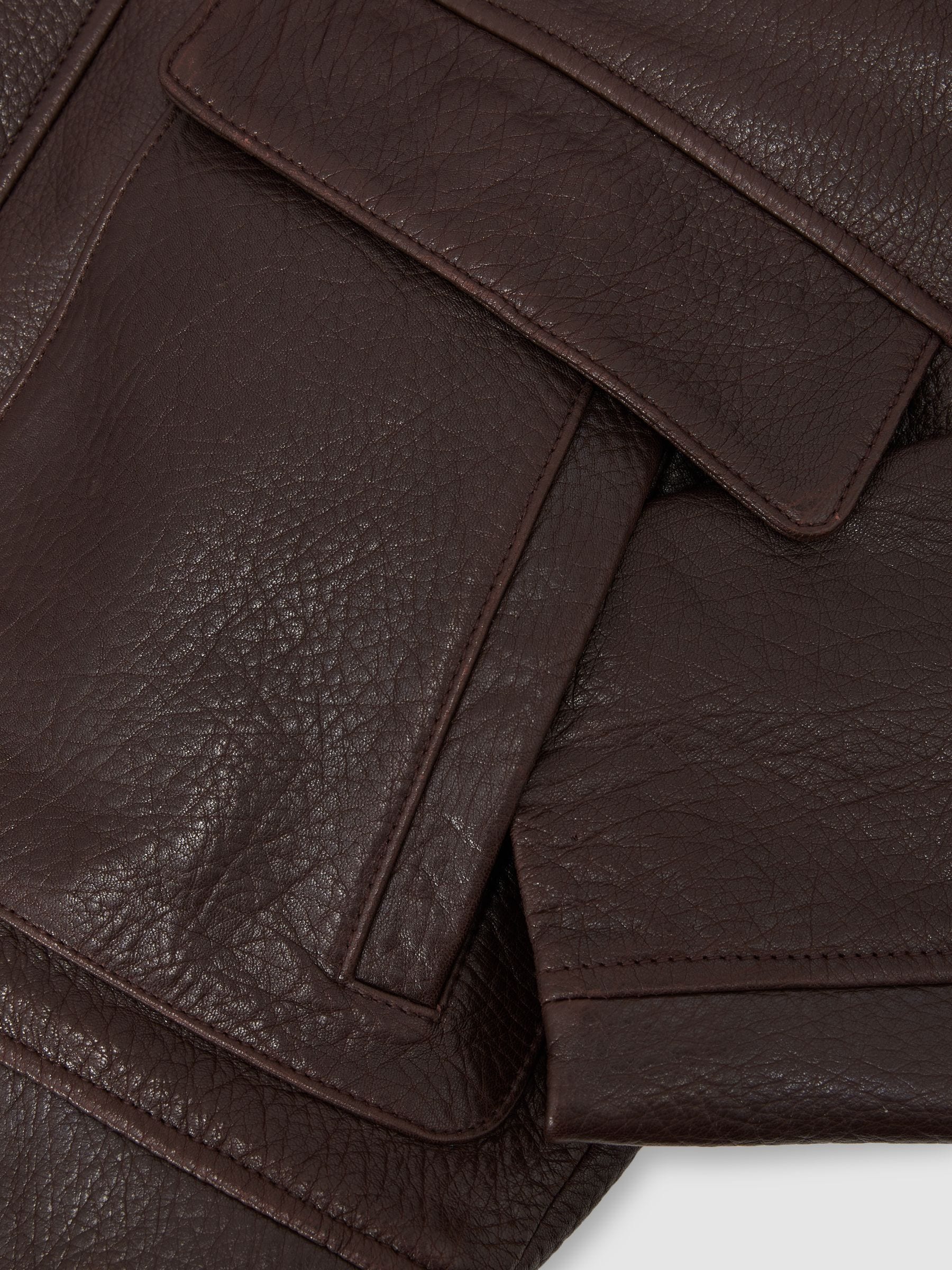 Buy Reiss Burgundy Slarten Grained-Leather Zip-Through Jacket from