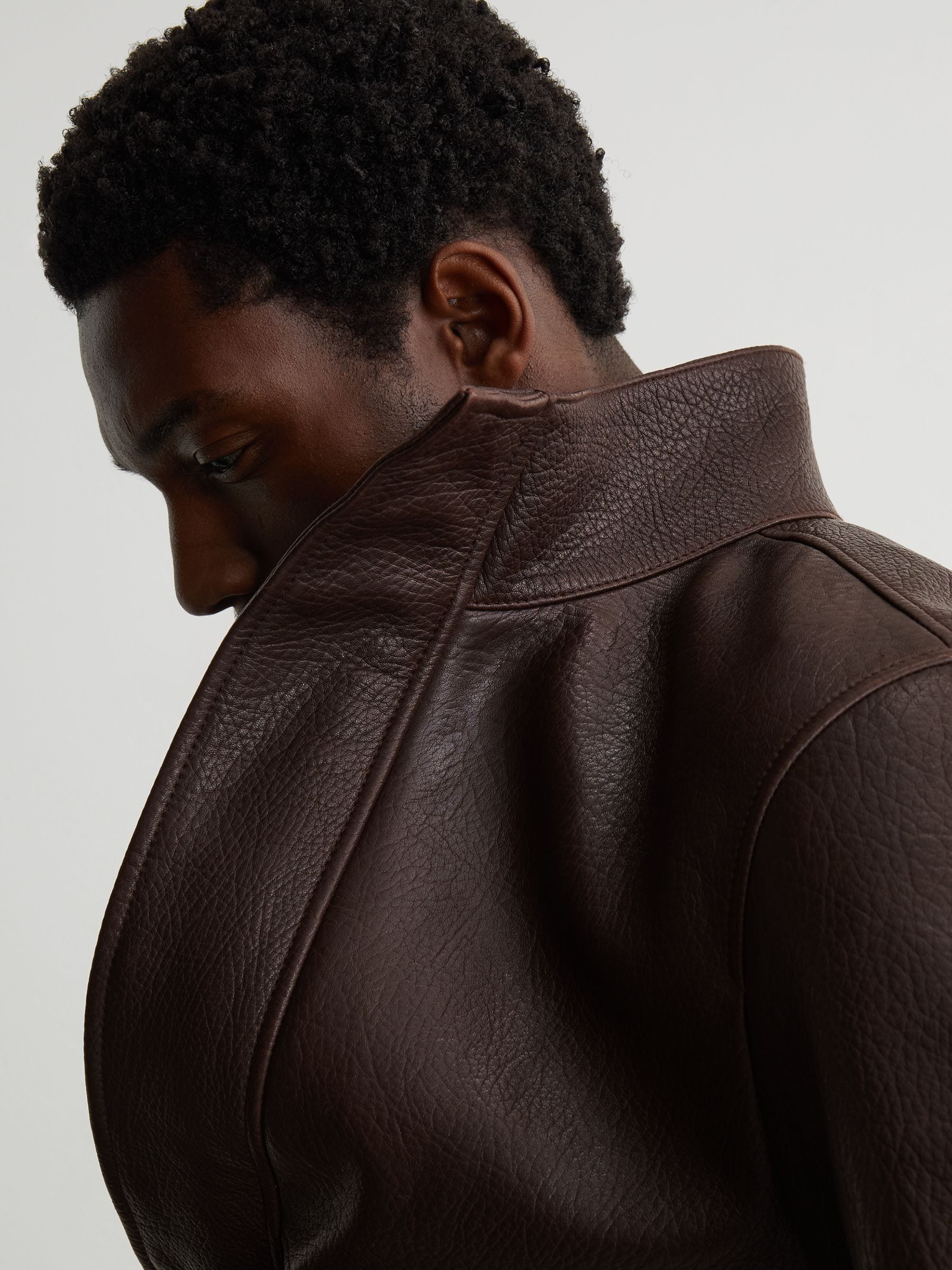 Buy Reiss Burgundy Slarten Grained-Leather Zip-Through Jacket from