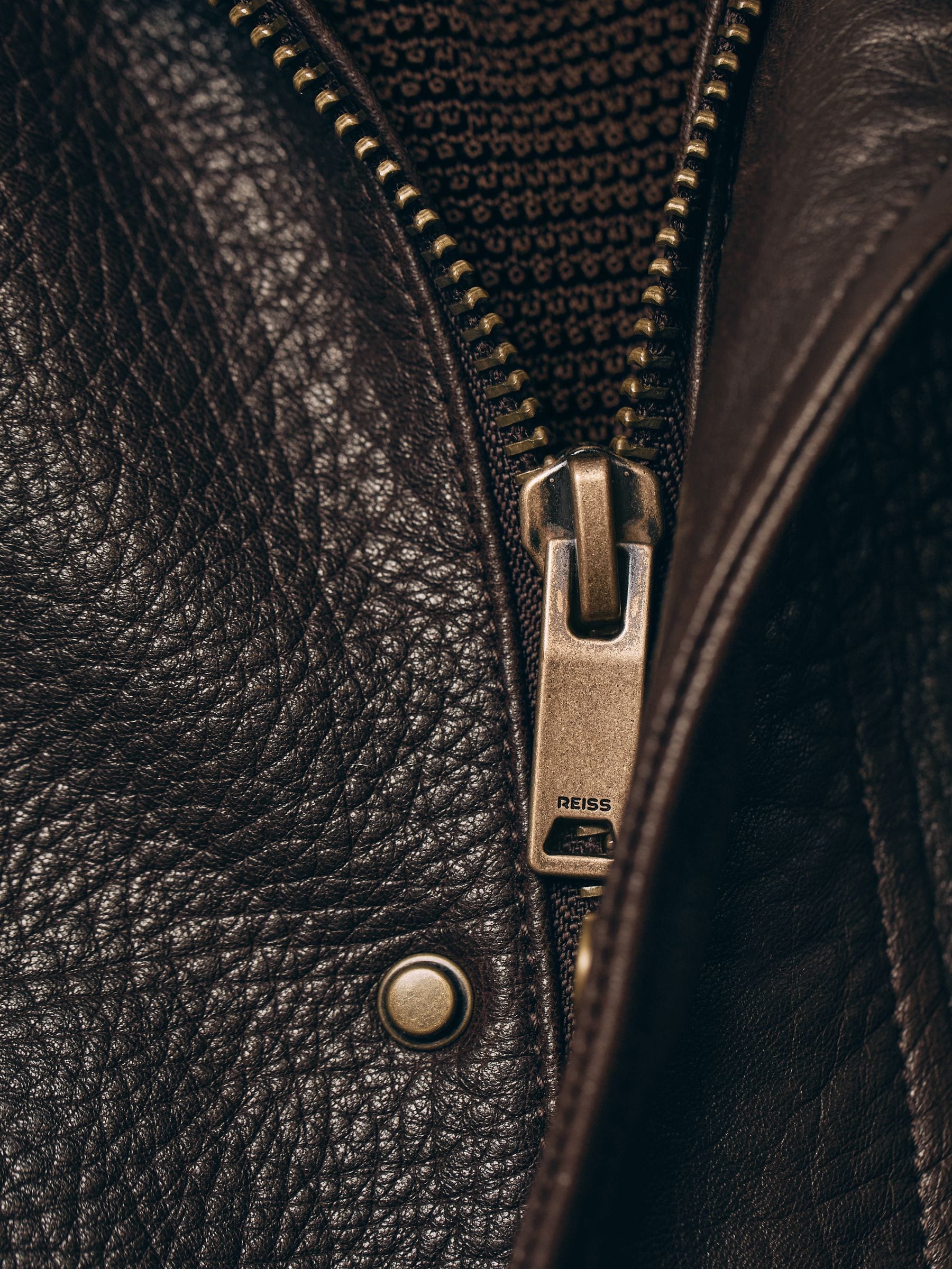 Buy Reiss Burgundy Slarten Grained-Leather Zip-Through Jacket from