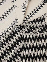 Reiss White/Black Dain Zig-Zag Crochet Cuban Collar Shirt - Image 7 of 7