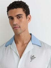 Reiss Soft Blue Dive Dive-Print Cuban-Collar Shirt - Image 4 of 6