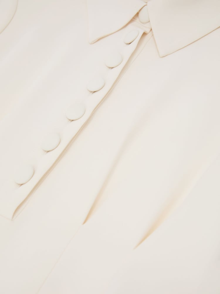 Reiss Cream Mari Button-Neck Short-Sleeve Midi Dress - Image 7 of 7