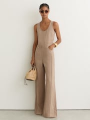 Reiss Taupe Neutral Carmina Jumpsuit - Image 1 of 6