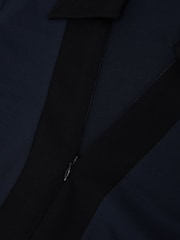 Reiss Navy/Black Denny Jersey Colour-Block Half-Zip Polo Top - Image 6 of 6
