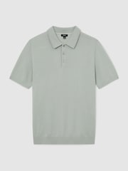 Reiss Minty Sage Green Manor Merino Wool Short-Sleeve Polo Shirt - Image 2 of 6