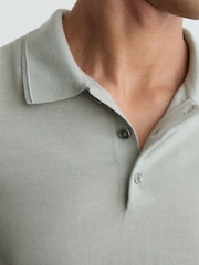 Reiss Minty Sage Green Manor Merino Wool Short-Sleeve Polo Shirt - Image 3 of 6