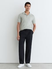 Reiss Minty Sage Green Manor Merino Wool Short-Sleeve Polo Shirt - Image 4 of 6