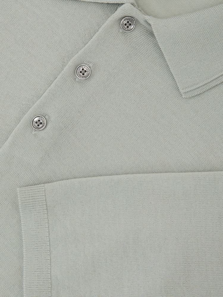 Reiss Minty Sage Green Manor Merino Wool Short-Sleeve Polo Shirt - Image 6 of 6 Reiss Minty Sage Green Manor Merino Wool Short-Sleeve Polo Shirt - Image 6 of 6