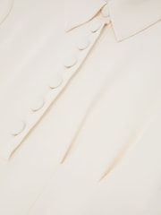 Reiss Cream Mari Petite Button-Neck Short-Sleeve Midi Dress - Image 7 of 8