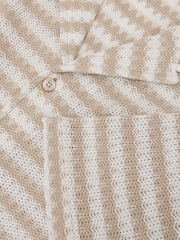 Reiss White/Oatmeal Island Striped Crochet Cuban-Collar Shirt - Image 6 of 6