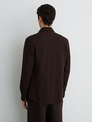 Reiss Brown Forsithe Textured Twin-Pocket Overshirt Cotton-Blend - Image 5 of 6
