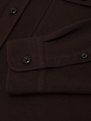 Reiss Brown Forsithe Textured Twin-Pocket Overshirt Cotton-Blend - Image 6 of 6