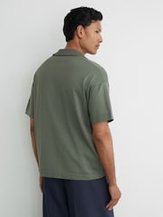Reiss Steel Green Warton Knitted Open-Collar Polo Jumper - Image 5 of 6
