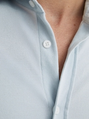 Reiss Soft Blue Dasilva Cotton-Piqué Garment-Dyed Shirt Regular-Fit - Image 3 of 6