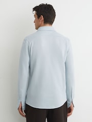 Reiss Soft Blue Dasilva Cotton-Piqué Garment-Dyed Shirt Regular-Fit - Image 5 of 6