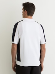 Reiss Navy/White Farley Colour-Block Knit Button-Through Shirt - Image 5 of 6