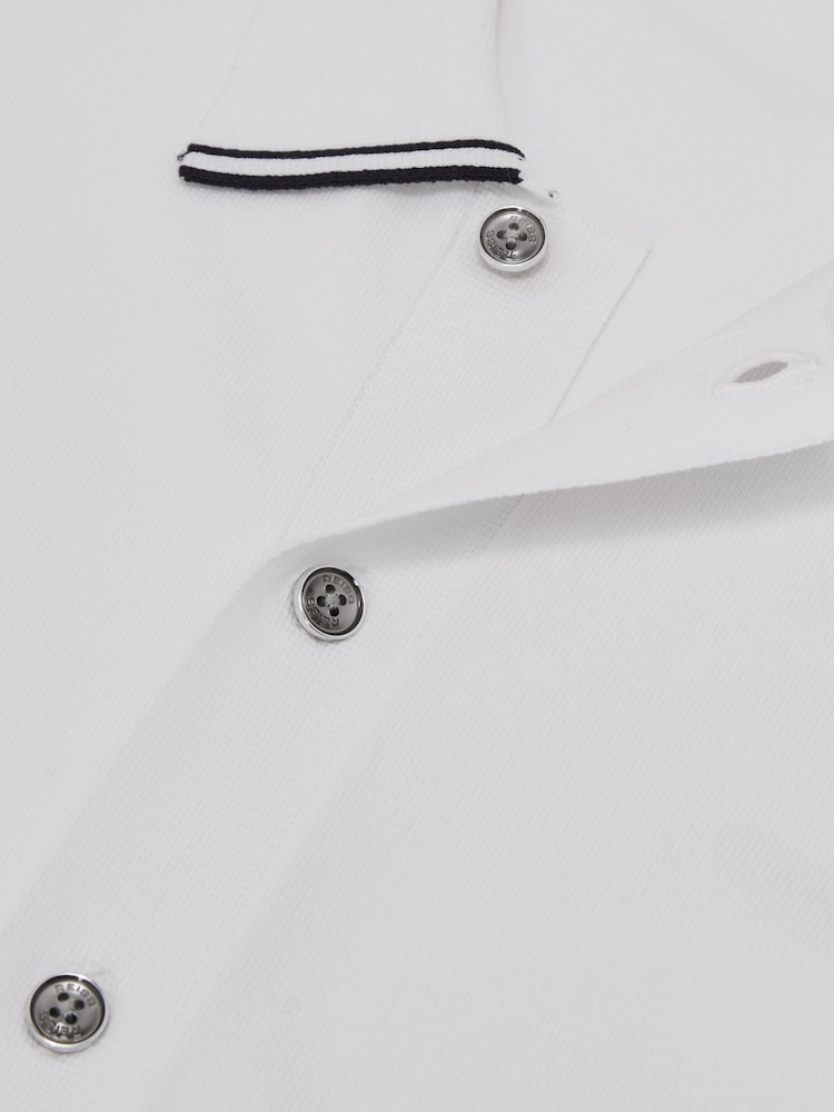 Reiss Navy/White Farley Colour-Block Knit Button-Through Shirt - Image 6 of 6