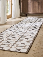 Natural Washable Geometric Tile Runner - Image 3 of 6