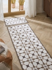 Natural Washable Geometric Tile Runner - Image 5 of 6