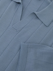 Bleu blindé - Pull polo Reiss Chelmsford à larges côtes en laine mérinos - Image 6 de 6