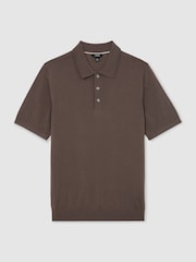 Reiss Ridge Brown Manor Merino Wool Short-Sleeve Polo Shirt - Image 2 of 6