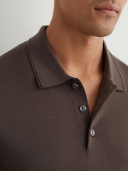 Reiss Ridge Brown Manor Merino Wool Short-Sleeve Polo Shirt - Image 4 of 6
