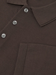 Reiss Ridge Brown Manor Merino Wool Short-Sleeve Polo Shirt - Image 6 of 6