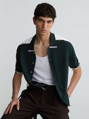 Reiss Farley Colour-Block Knit Button-Through Shirt - Attēls 1 no 6