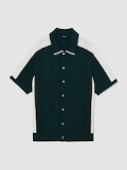 Reiss Farley Colour-Block Knit Button-Through Shirt - Attēls 2 no 6