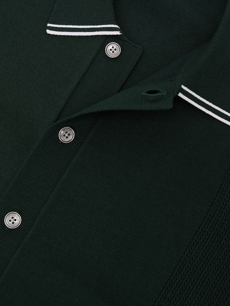 Reiss Farley Colour-Block Knit Button-Through Shirt - Attēls 6 no 6