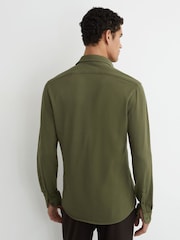Reiss Green Dasilva Cotton-Piqué Garment-Dyed Shirt Regular-Fit - Image 5 of 6