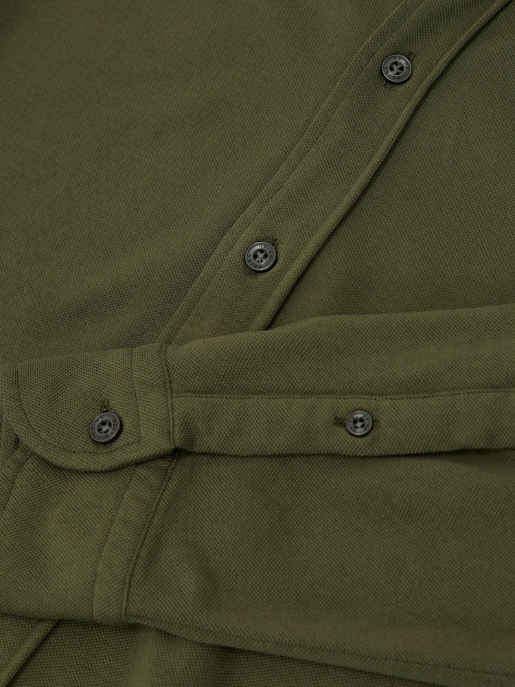 Reiss Green Dasilva Cotton-Piqué Garment-Dyed Shirt Regular-Fit - Image 6 of 6