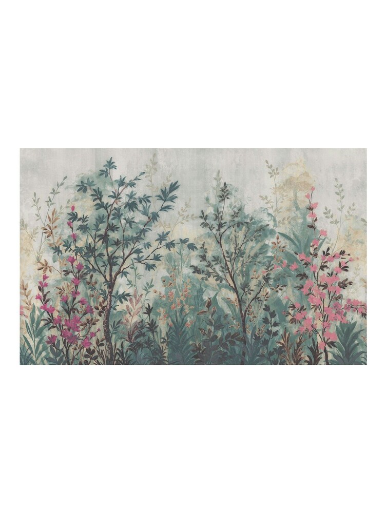 Graham & Brown Teal  Pink Forest in Bloom Fixed Size Mural 4m x 2.5m - Image 2 of 2