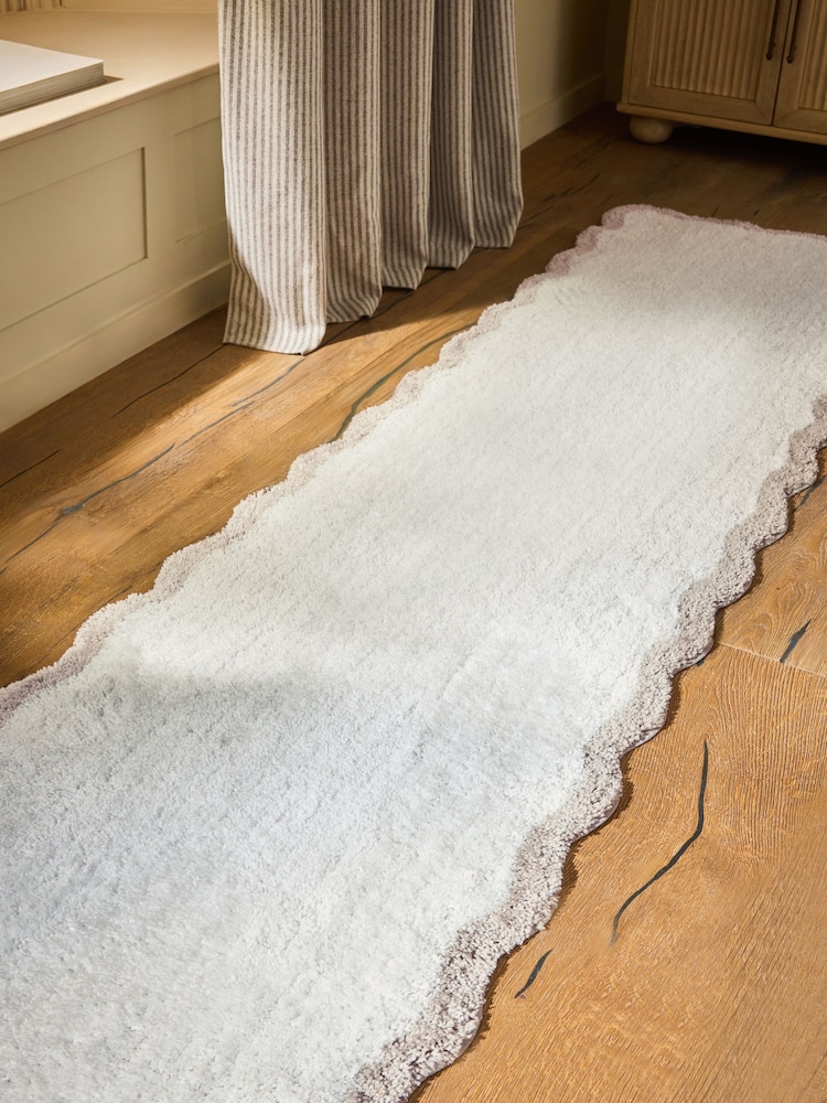 Grey Soft Scallop Washable Runner - Image 3 of 3 Grey Soft Scallop Washable Runner - Image 3 of 3